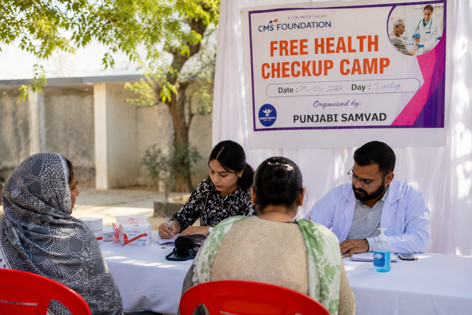 People receiving consultations at a Punjabi Samvad health camp